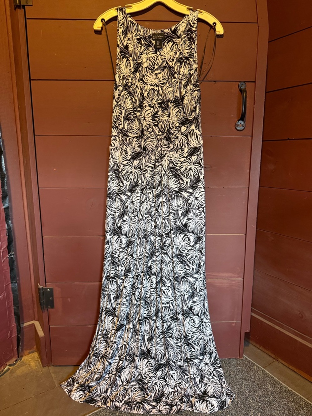 Nicole Miller Black and White Floral-Print Maxi Dress